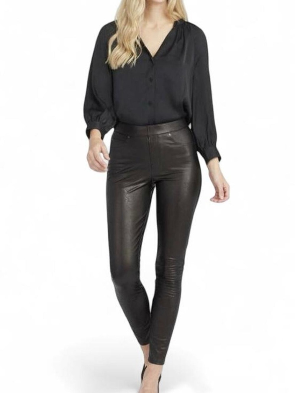 Spanx Faux Leather Ankle Skinny Pant SZ L